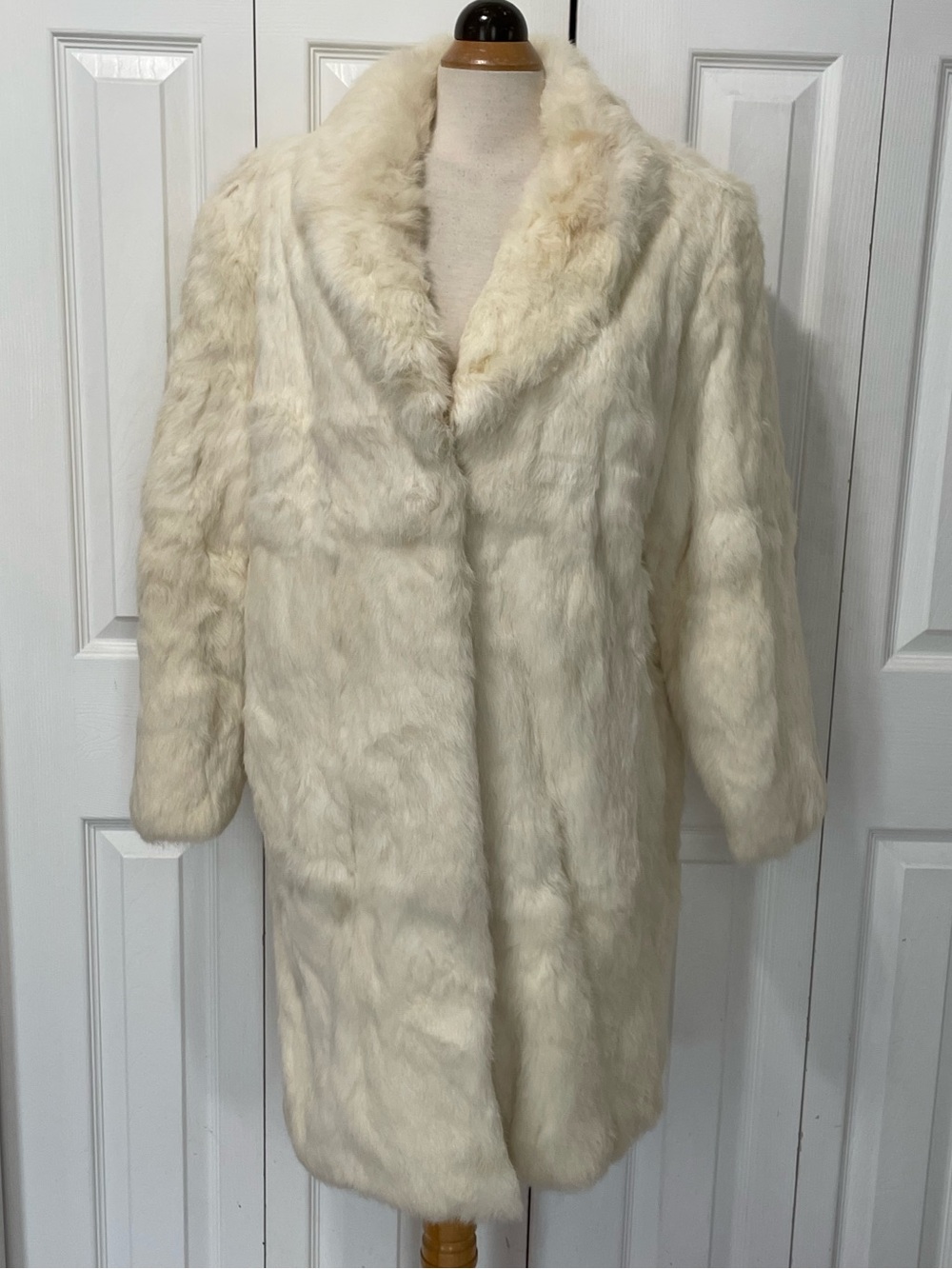 Vintage bleached real rabbit fur coat.